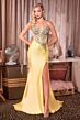 LaDivine KV1144 Brush Train Slit Skirt Dress