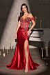 LaDivine KV1144 Brush Train Slit Skirt Dress