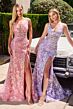 LaDivine Y038 Plunging V-Neckline Sequin Dress