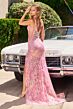 LaDivine Y038 Plunging V-Neckline Sequin Dress
