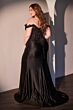 LaDivine CDS537C Beaded Lace Bodice Satin Skirt Dress