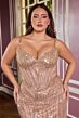 LaDivine CC398C Sweep Train Embellished Plus Size Dress