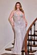 LaDivine CC416C Cross Halter Embellished Plus Size Dress
