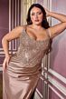 LaDivine CC475C Scoop Neckline Lace-Up Plus Size Dress