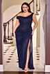 LaDivine CD387C Slit Skirt Drape Plus Size Dress