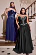 LaDivine CD668C Neck Scarf Lace-Up Plus Size Dress