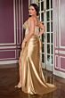 LaDivine CD718C Spaghetti Strap Brush Train Plus Size Dress