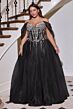 LaDivine CD721C Tulle Skirt Off The Shoulder Plus Size Dress