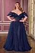 LaDivine CD721C Tulle Skirt Off The Shoulder Plus Size Dress