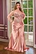 LaDivine KV1136C Slit Skirt Strapless Plus Size Dress