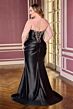 LaDivine KV1142C High Slit Brush Train Plus Size Dress