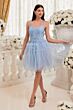 LaDivine Dress 9310 Pleated Skirt Scoop Neck Gold Short Bat Mitzvah Dress