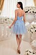 LaDivine Dress 9310 Pleated Skirt Scoop Neck Gold Short Bat Mitzvah Dress