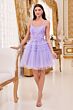 LaDivine Dress 9310 Pleated Skirt Scoop Neck Gold Short Bat Mitzvah Dress