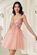 LaDivine SF047 Floral Bodice Spaghetti Straps Dress