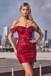 Ladivine CC461 Side Slit Off-The-Shoulder Fringe Dress