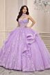 LaDivine 15741 Choker Neck Glitter Tulle Puff Sleeve Vestido XV