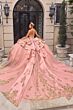 LaDivine 15744 Rose Gold Back Bow Tiered Skirt XV AÒos Dress