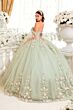LaDivine 15716 Floral Off-The-Shoulder XV Quince Dress