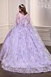 LaDivine 15719 Cape Train Floral Glitter Quinceanera Dress