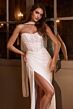 LaDivine CD383W Corset Bodice Draped Skirt Bridal Dress