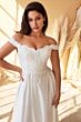 LaDivine 7258W Scalloped Off-The-Shoulder Neck Wedding Gown