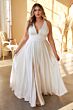 LaDivine 7469WW V-Neck Satin A-Line Plus Size Wedding Gown