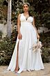 LaDivine 7469WW V-Neck Satin A-Line Plus Size Wedding Gown