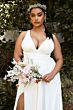 LaDivine 7469WW V-Neck Satin A-Line Plus Size Wedding Gown