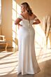 LaDivine 7484WC Off-The-Shoulder Scoop Neck Plus Size Wedding Dress