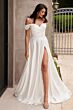 LaDivine 7493W Draped Bodice Off-The-Shoulder Neck Wedding Gown