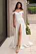LaDivine 7493W Draped Bodice Off-The-Shoulder Neck Wedding Gown