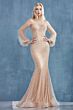 LaDivine A0997W Pearl-Beaded Bishop Sleeve Bridal Dress