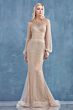 LaDivine A0997W Pearl-Beaded Bishop Sleeve Bridal Dress