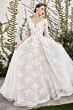 LaDivine A1067W V-Neck Illusion Sleeve Wedding Gown