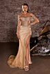 LaDivine A1067W V-Neck Illusion Sleeve Wedding Gown