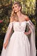LaDivine A1080W Off-The-Shoulder Cape Sleeve Wedding Gown