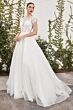 LaDivine A1082W Illusion Neck Tulip Sleeve Wedding Dress