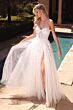 LaDivine CB065W Floral Embroidery Sky-High Slit Wedding Dress