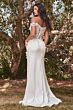 LaDivine CD0186W Illusion High Slit Draped Skirt Bridal Gown
