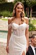 LaDivine CD0203W Illusion V-Back High Slit Wedding Gown