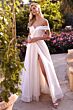 LaDivine CD214W Collared Sweetheart Neck High Slit Bridal Dress