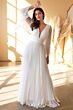 LaDivine CD242W Plunging V-Neck Pleated Chiffon Wedding Dress