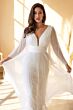 LaDivine CD242W Plunging V-Neck Pleated Chiffon Wedding Dress