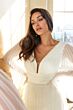 LaDivine CD242W Plunging V-Neck Pleated Chiffon Wedding Dress