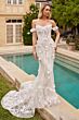 LaDivine CD861W Fit-And-Flare Overskirt Wedding Dress