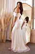 LaDivine CH167W Off-The-Shoulder Flounce Sleeve Wedding Gown