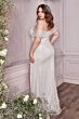 LaDivine CH167W Off-The-Shoulder Flounce Sleeve Wedding Gown