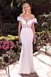 LaDivine J824W Feather Plunging Neck Illusion Back Wedding Gown