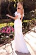 LaDivine J824W Feather Plunging Neck Illusion Back Wedding Gown